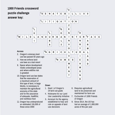 Did you take the 1000 Friends crossword puzzle challenge? 1000